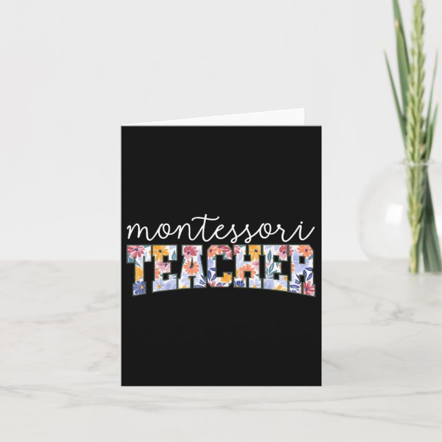 Retro Floral Montessori Teacher Instructor Educato Card (Front)