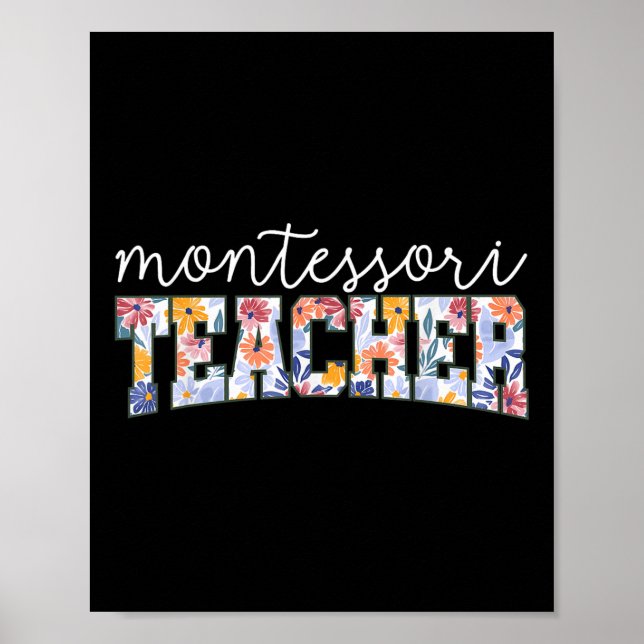 Retro Floral Montessori Teacher Instructor Educato Poster (Front)
