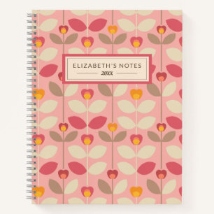 Retro Floral Motif Monogramme Journal