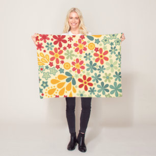 Retro.  Floral motifs Fleece Blanket