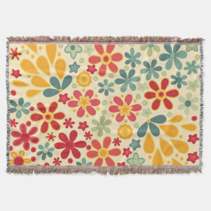 Retro.  Floral motifs Throw Blanket