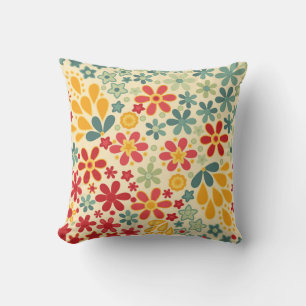Retro. Floral motifs Throw Pillow