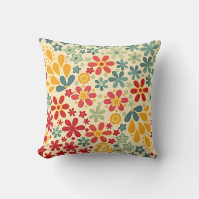 Retro.  Floral motifs Throw Pillow (Front)