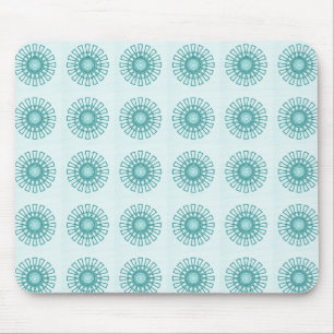 Retro Floral Mousepad, Teal Mouse Pad