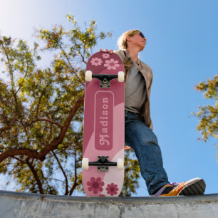 Retro Floral Name Skateboard