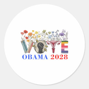 Retro Floral Obama 2028  Classic Round Sticker