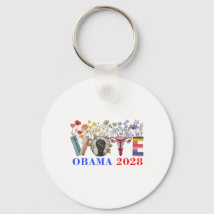 Retro Floral Obama 2028 Keychain