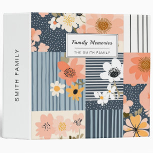 Retro Floral Patchwork in Pink and Blue Binder