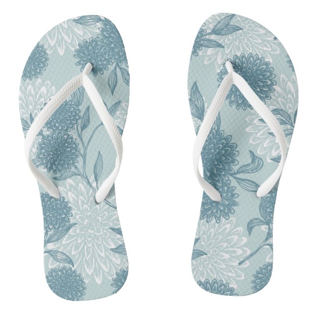 Retro Floral Pattern 2 3 Flip Flops (Footbed)