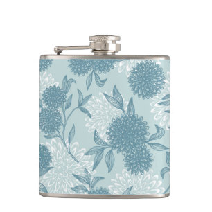 Retro Floral Pattern 2 3 Hip Flask