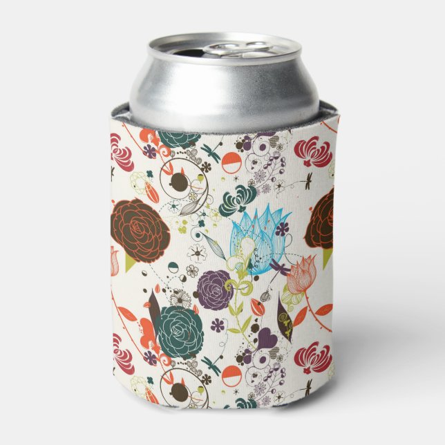 Retro Floral Pattern 2 Can Cooler (Can Front)