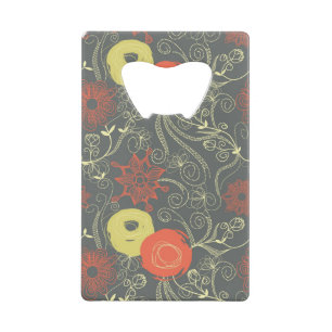 Retro floral pattern 2 credit card bottle opener