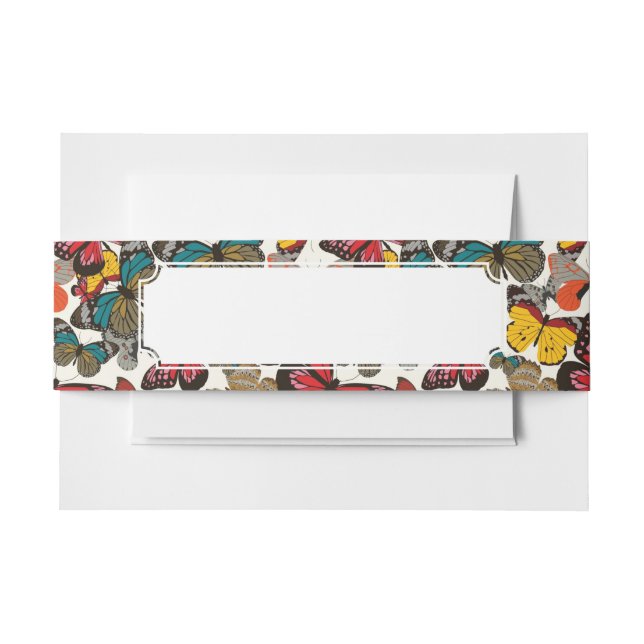Retro floral pattern 2 invitation belly band (Front Example)