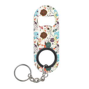 Retro Floral Pattern 2 Keychain Bottle Opener