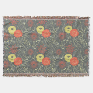 Retro floral pattern 2 throw blanket