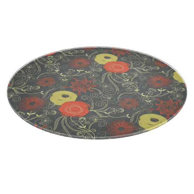 Retro floral pattern 3 cutting board (Corner)