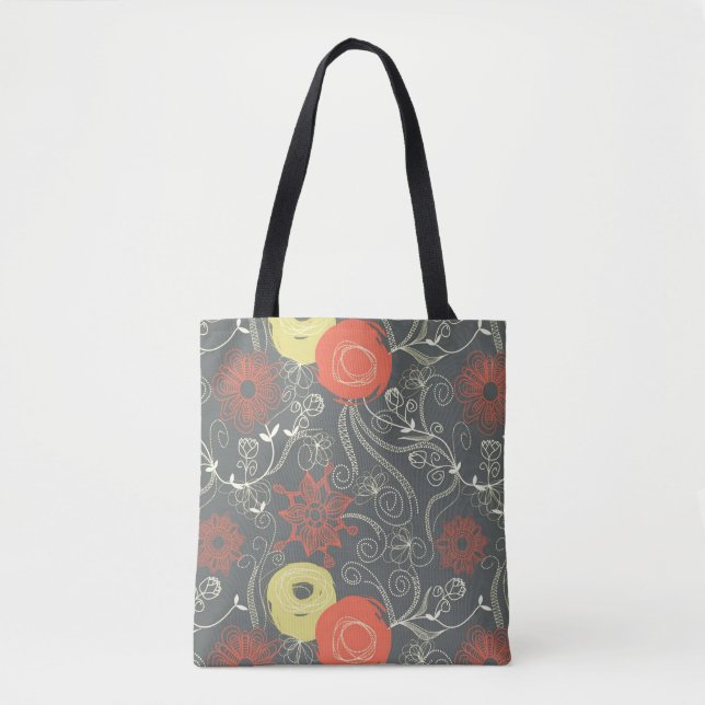 Retro floral pattern 3 tote bag (Front)