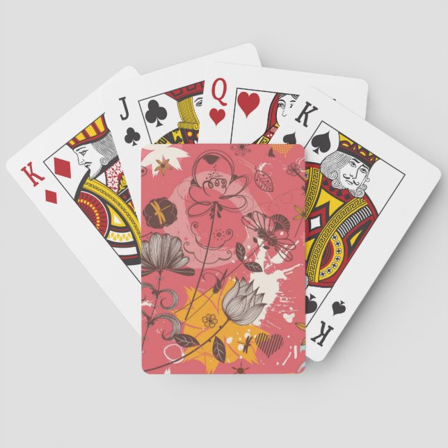 Retro floral pattern 4 playing cards (Back)