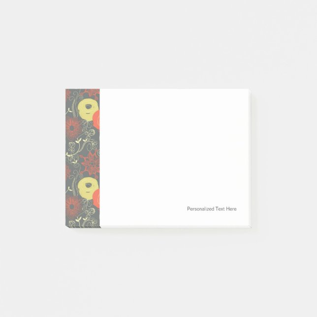 Retro floral pattern 6 post-it notes (Front)