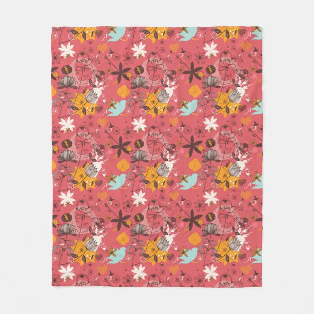 Retro floral pattern 7 fleece blanket (Front)
