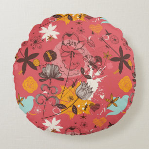 Retro floral pattern 7 round pillow