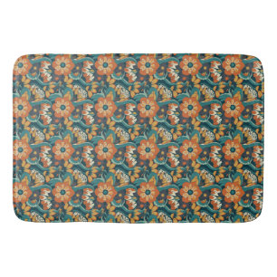 Retro Floral Pattern Bath Mat