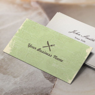 Retro Floral Pattern Catering business card