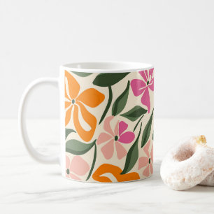Retro floral pattern coffee mug