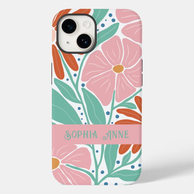 Retro Floral Pattern Custom Name Case-Mate iPhone Case (Back)