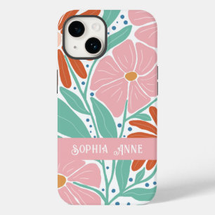 Retro Floral Pattern Custom Name Case-Mate iPhone 14 Case