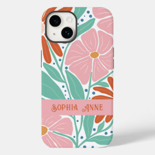 Retro Floral Pattern Custom Name Case-Mate iPhone 14 Case