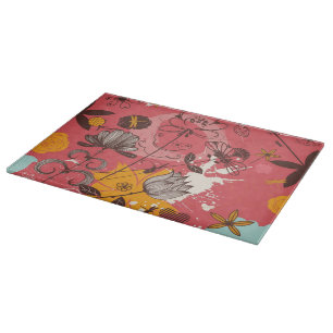 Retro floral pattern cutting board