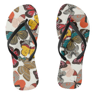 Retro floral pattern flip flops