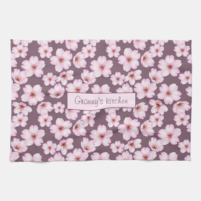 retro floral pattern. Granny's kitchen. Kitchen Towel (Horizontal)