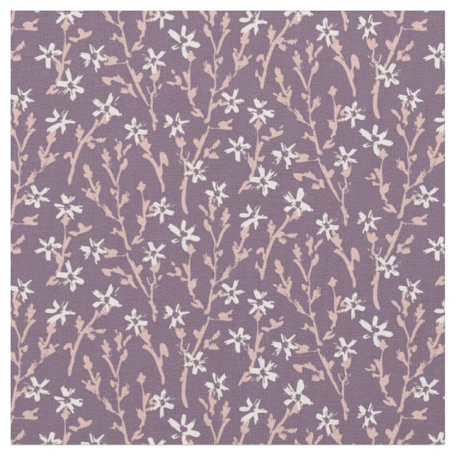Retro floral pattern in boho style. Pink sakura. Fabric (Close Up)