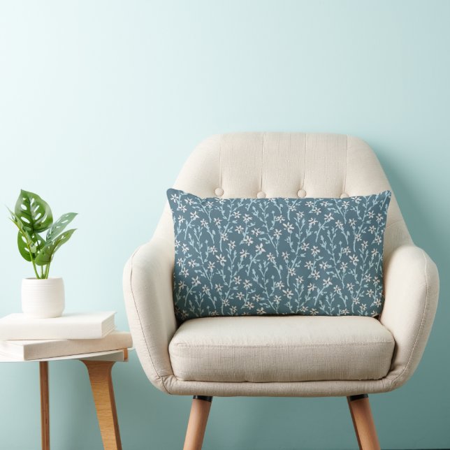 Retro floral pattern in boho style. Pink sakura. Lumbar Pillow (Chair)