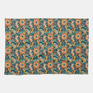 Retro Floral Pattern Kitchen Towel