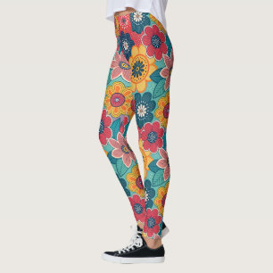 Retro Floral Pattern Leggings