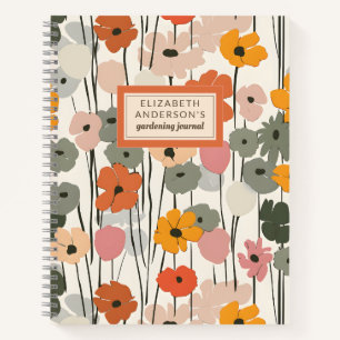 Retro Floral Pattern Monogram Gardening Journal