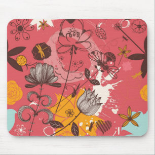 Retro floral pattern mouse pad