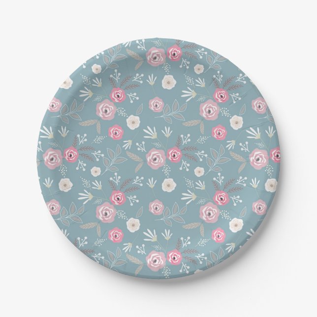 Retro floral pattern. paper plate (Front)