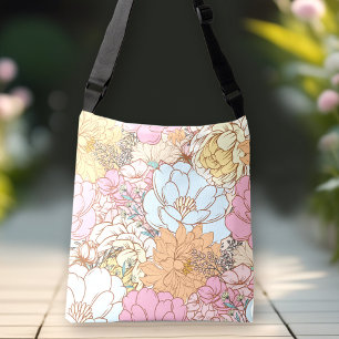 Retro Floral Pattern Pastel Spring Colourful Crossbody Bag