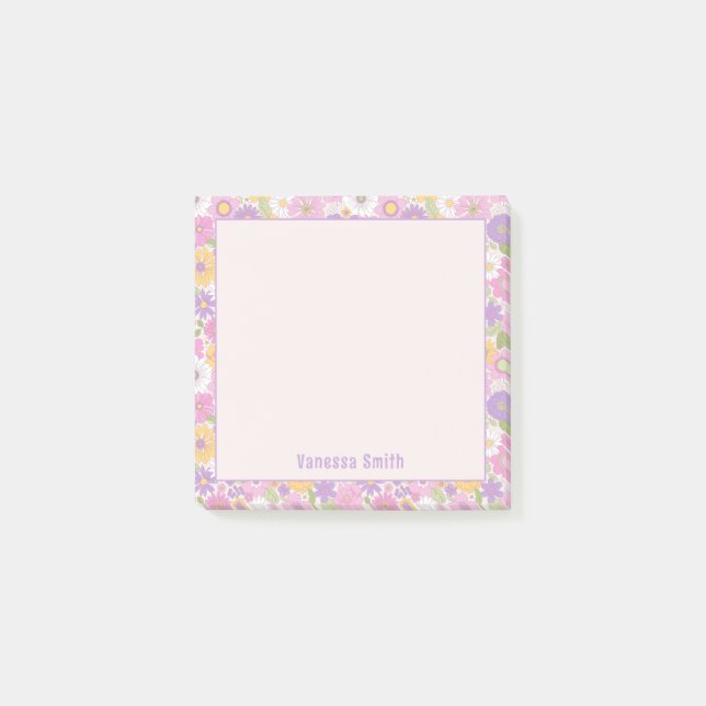 Retro Floral Pattern Personalized Notes (Front)