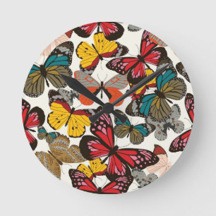 Retro floral pattern round clock