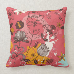 Retro floral pattern throw pillow