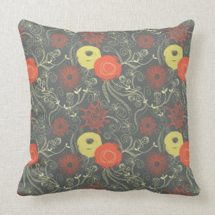 Retro floral pattern throw pillow