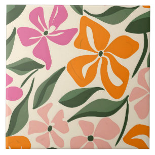 Retro floral pattern tile