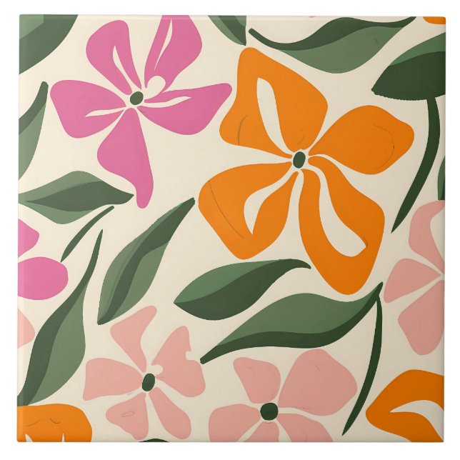 Retro floral pattern tile (Front)