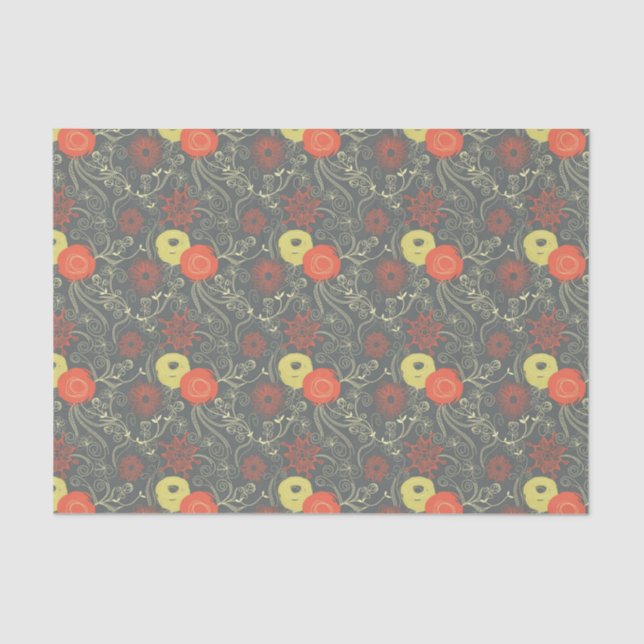 Retro floral pattern tissue paper (Front)