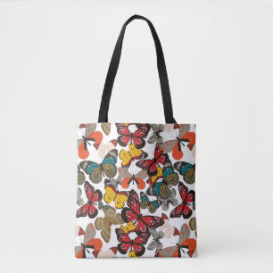 Retro floral pattern tote bag